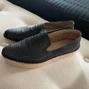Franco Sarto black leather espadrilles
